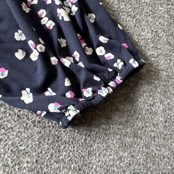 J JILL Wearever Convertible-Shoulder Smocked-Neck Top Blue Floral Size Womens M - Picture 8 of 9